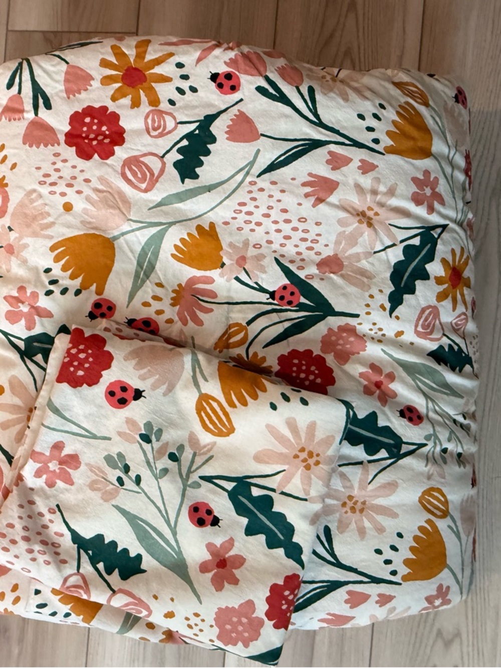 Pillowfort Floral Comforter Set in Cream, Coral, Mustard, Green - Picture 3 of 4